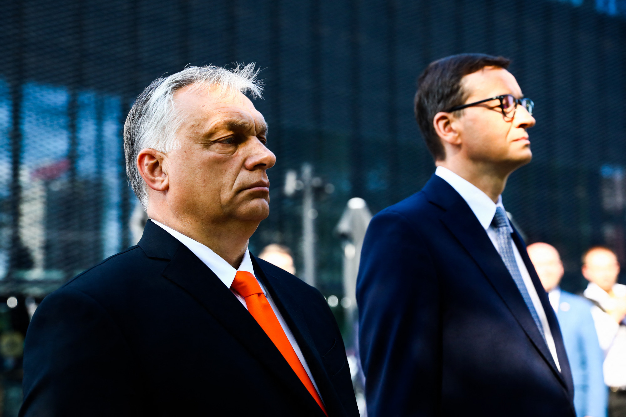 Hungary's Prime Minister Viktor Orbán (b) and Poland's Prime Minister Mateusz Morawiecki (j) at the June 2021 V4 summit in Katowice At the time, Hungarian-Polish relations were still calm.