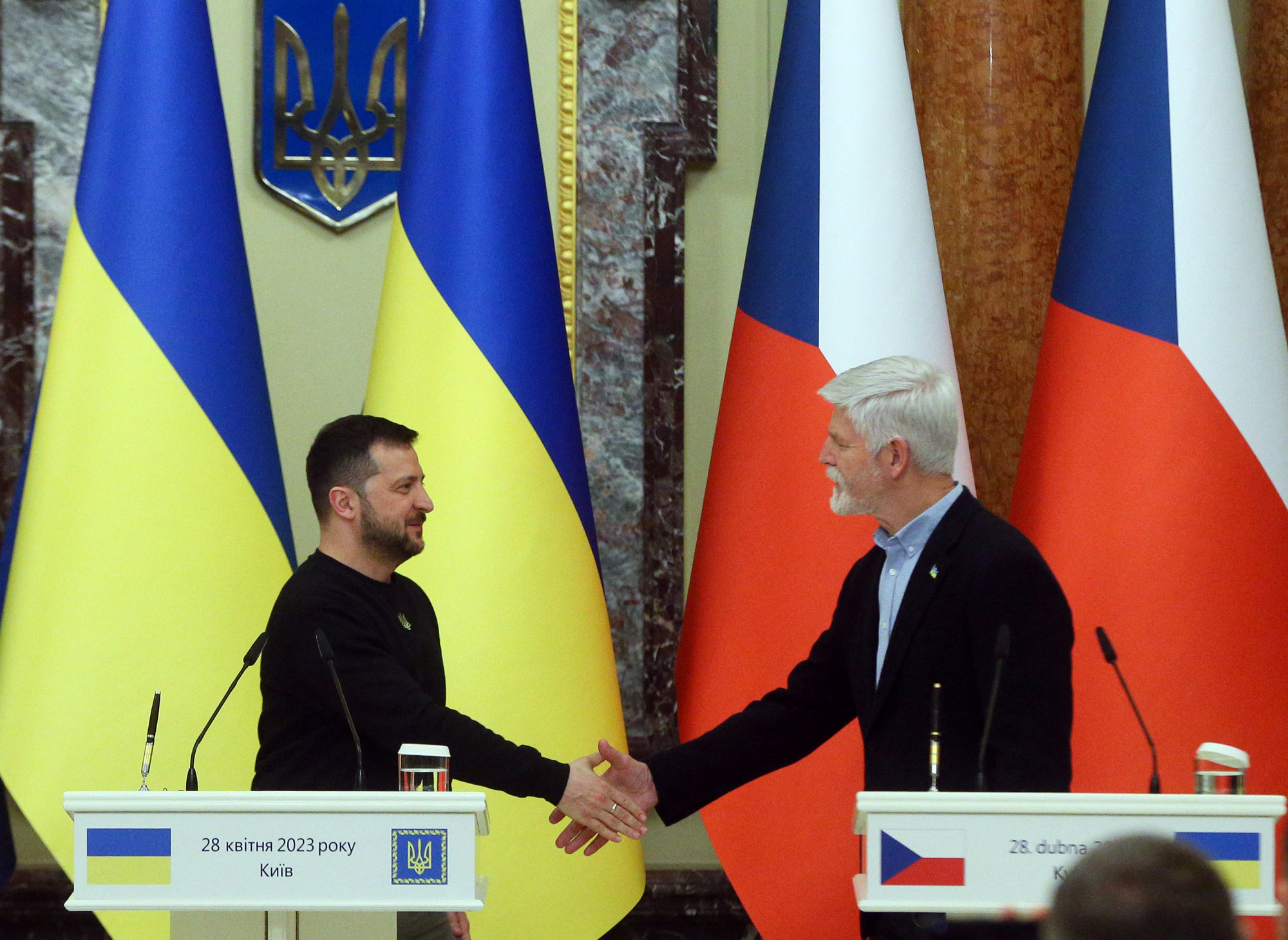 Volodimir Zelenszkij és Petr Pavel április 28-án Kijevben.