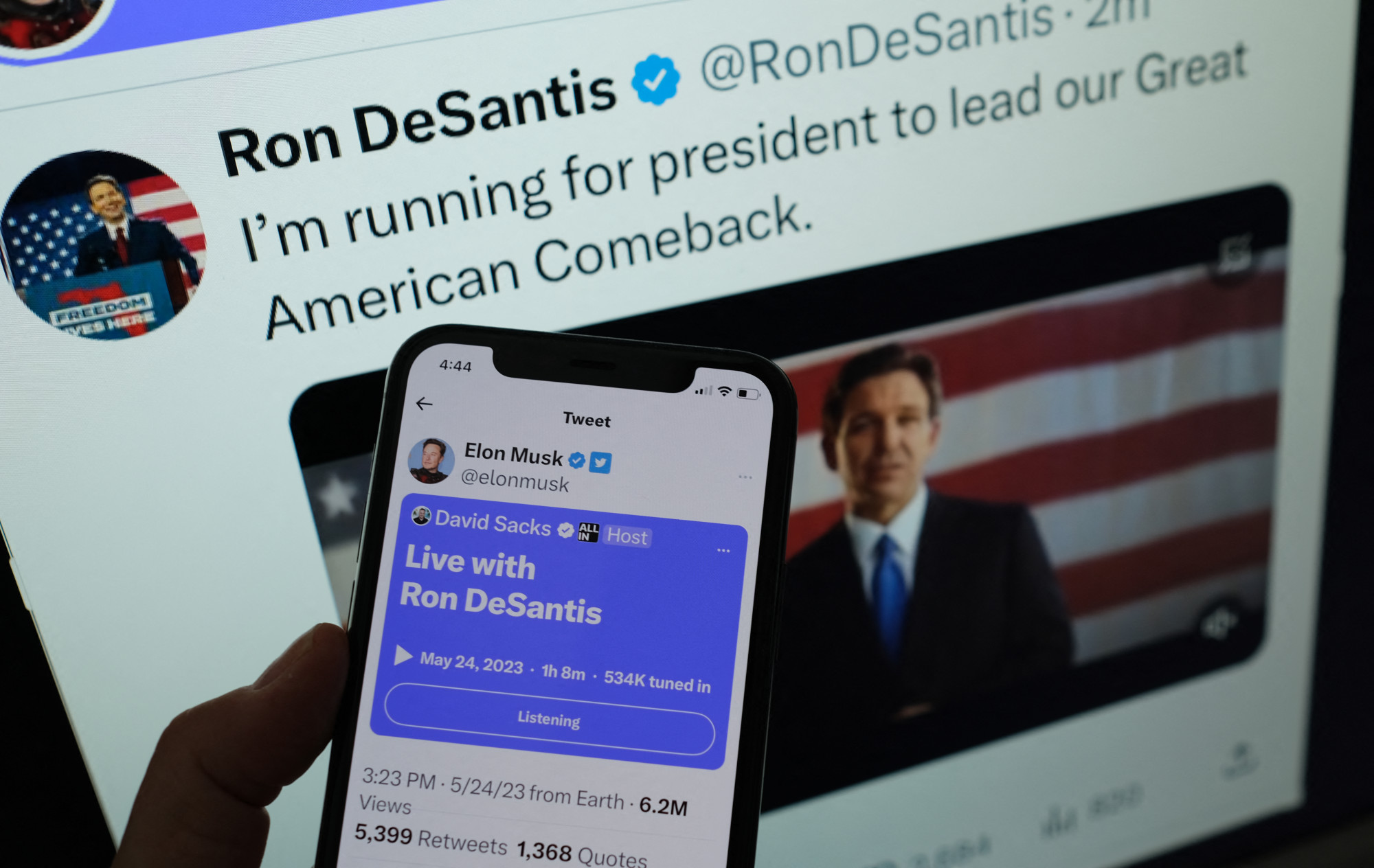 A Twitter technológiai összeomlása megzavarta Ron DeSantis 2024-es elnökválasztási kampányának bejelentését