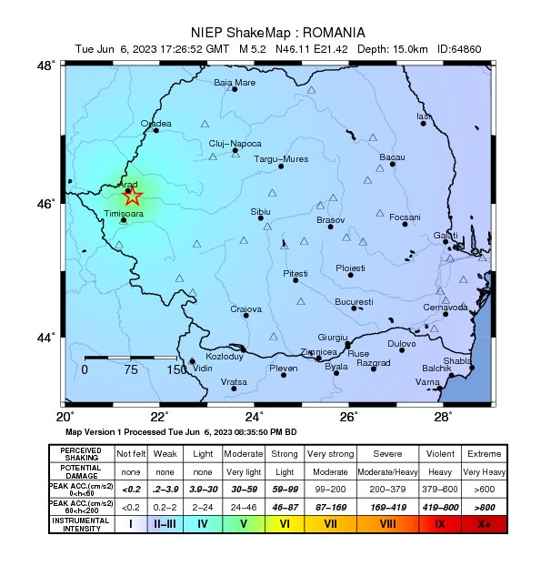 A földrengés pontos helyszíne