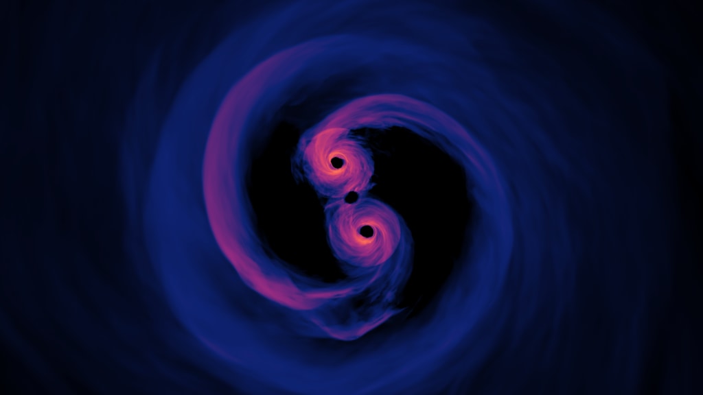Összeütközéshez közelítő szupermasszív fekete lyukak a NASA szimulációján