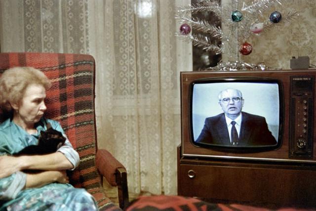 Mihail Gorbacsov a szovjet tévében 1988-ban.