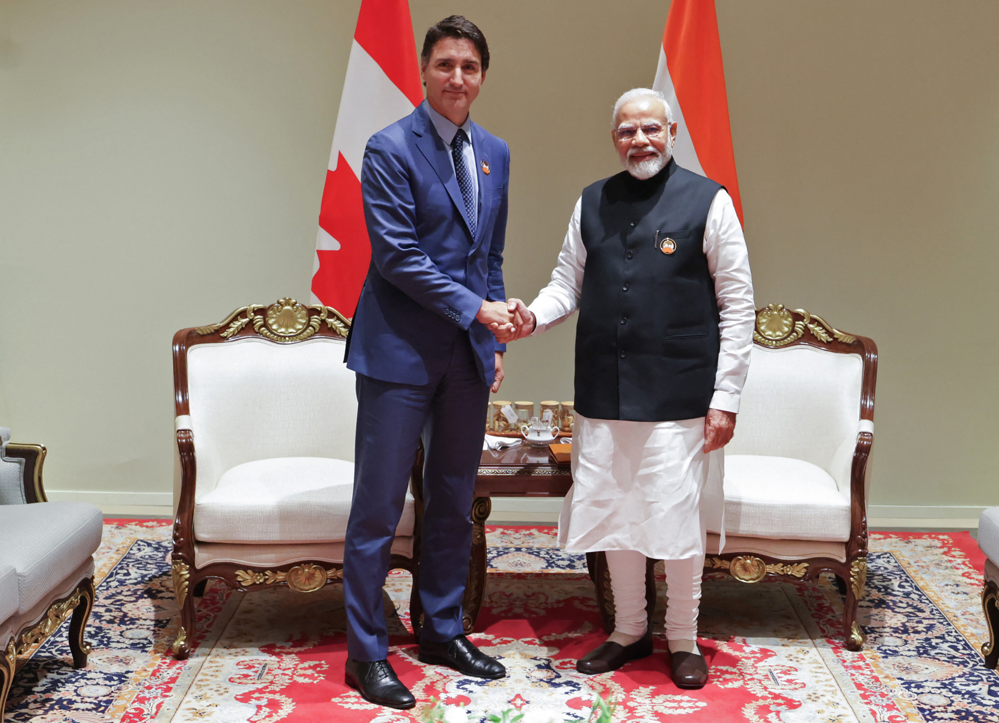 Justin Trudeau és Narendra Modi a G20-csúcson, 2023. szeptember