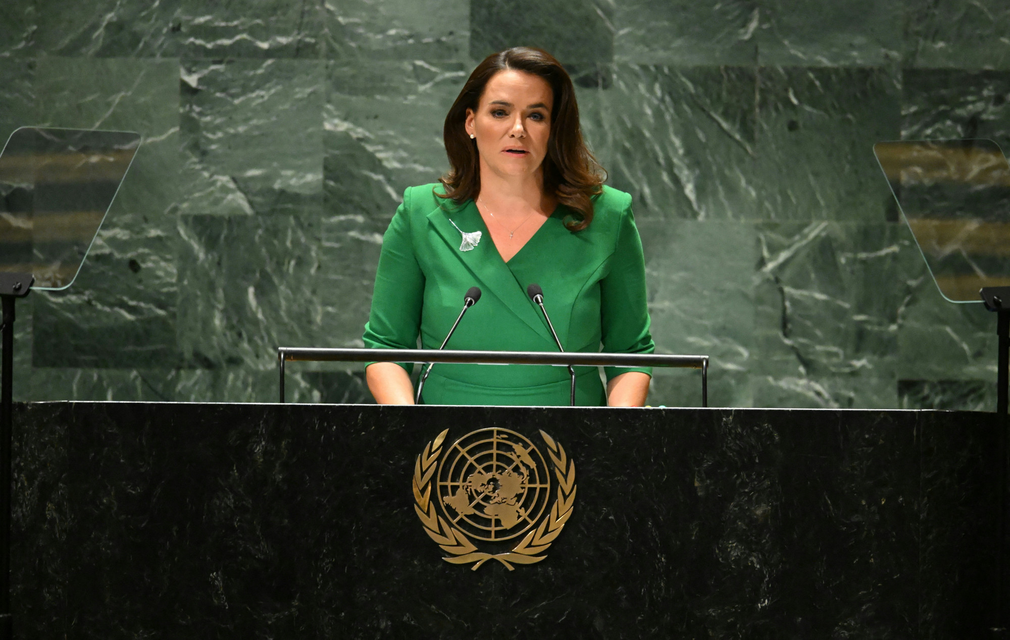 Novák Katalin az ENSZ közgyűlésének beszél.