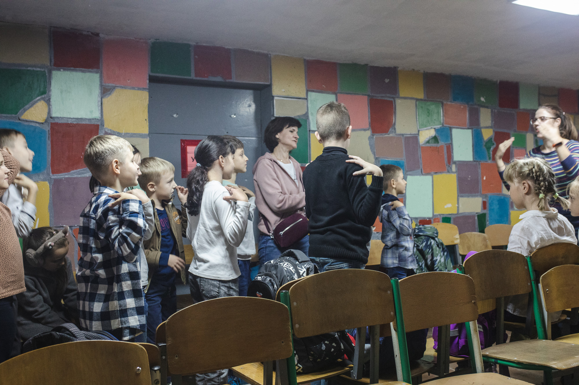 Ukrán diákok egy óvóhelyen tanulnak. Kijev, 2022. szeptember 16.
