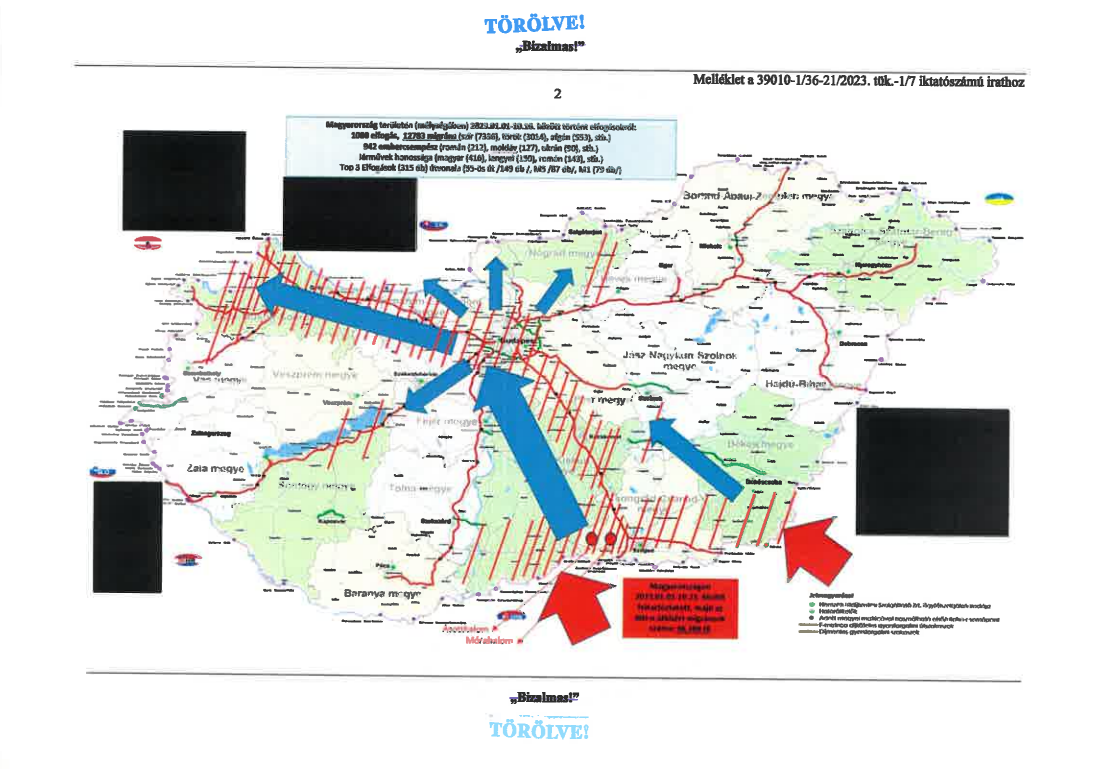 Egy térkép a migrációról és a terrorizmusról szóló titkosszolgálati jelentésből