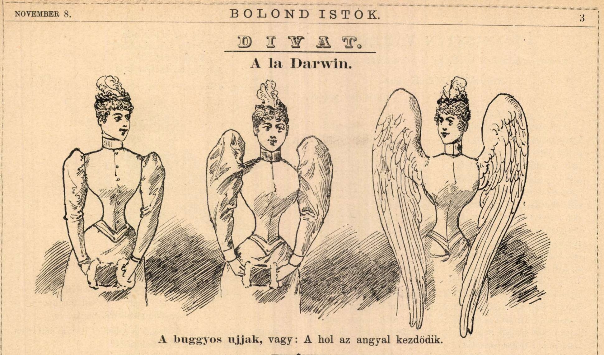 Karikatúra a Bolond Istók 1891. november 3-án megjelent lapszámában