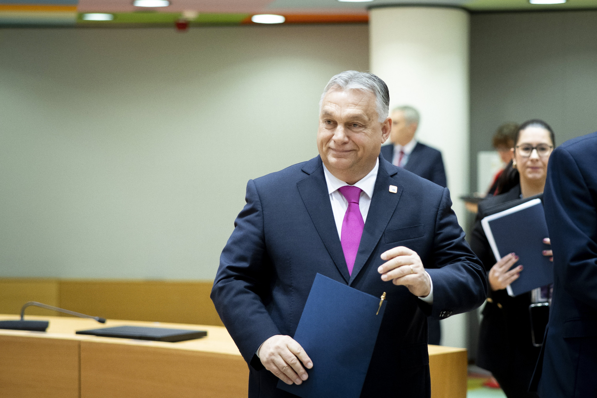 Orbán Viktor az Európai Unió tagországai állam- és kormányfõinek kétnapos tanácskozásán Brüsszelben 2023. december 14-én