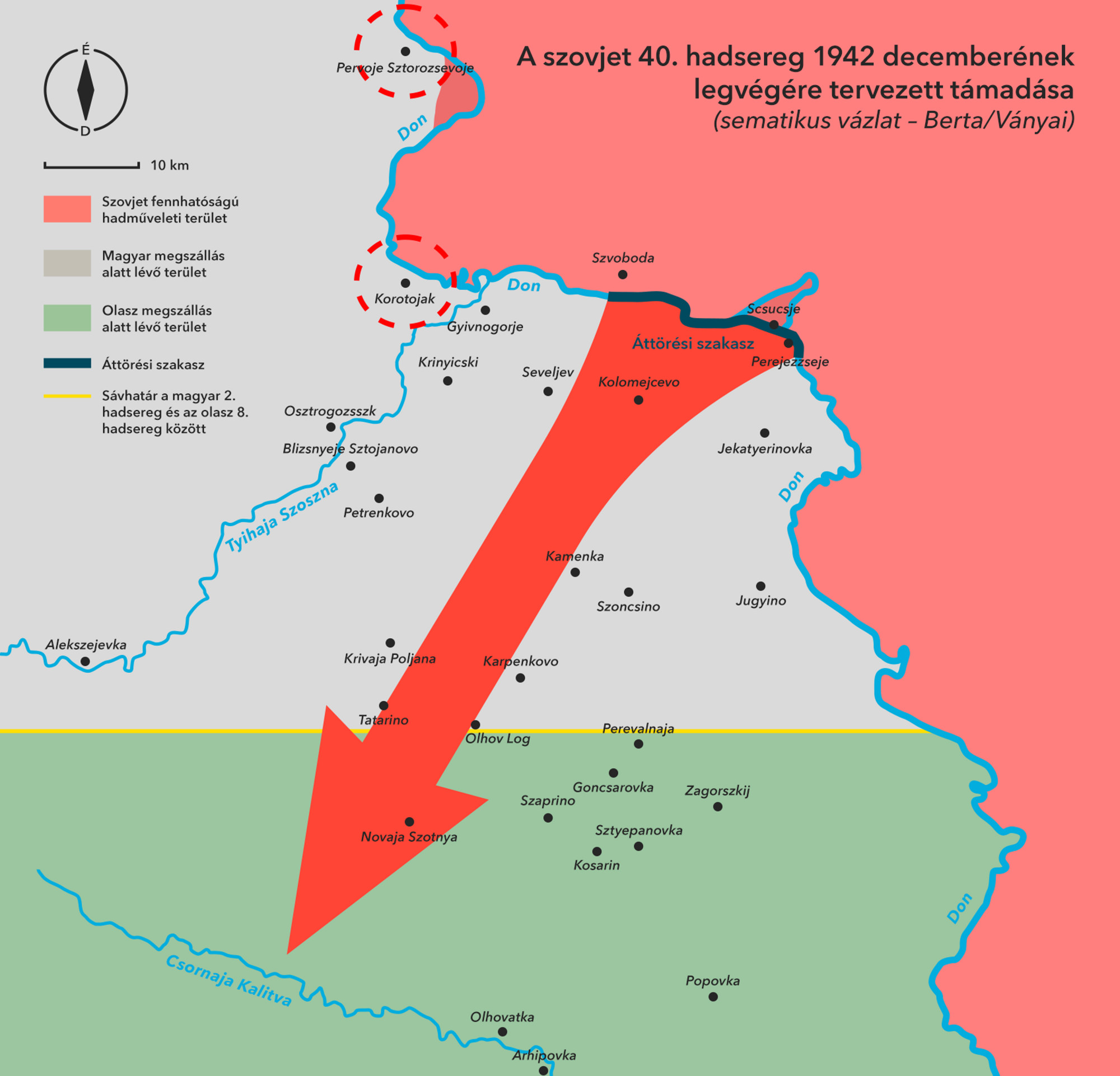 A szovjet 40. hadsereg 1942 decemberének legvégére tervezett támadását szemléltető térképvázlat