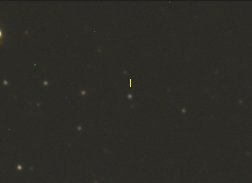 Az AT 2023oom nóva Allen Shafter csillagász professzor által a San Diego-i Egyetem Mount Laguna Obszervatóriumának 1,06 méteres távcsövével készített B, V, R fotometriai szűrős CCD felvételeinek felhaszálásával Fidrich által összerakott színes kép