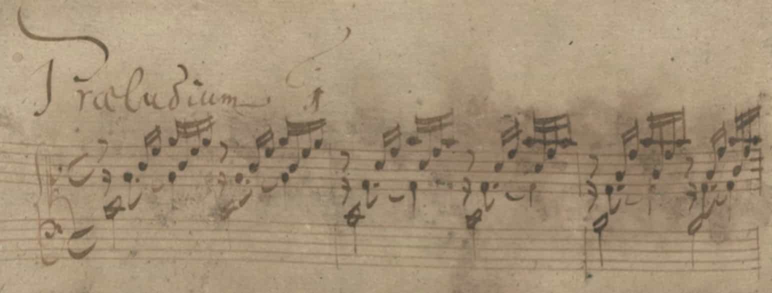 Részlet J. S. Bach: C-dúr prelúdium és fúga című művének kottájából