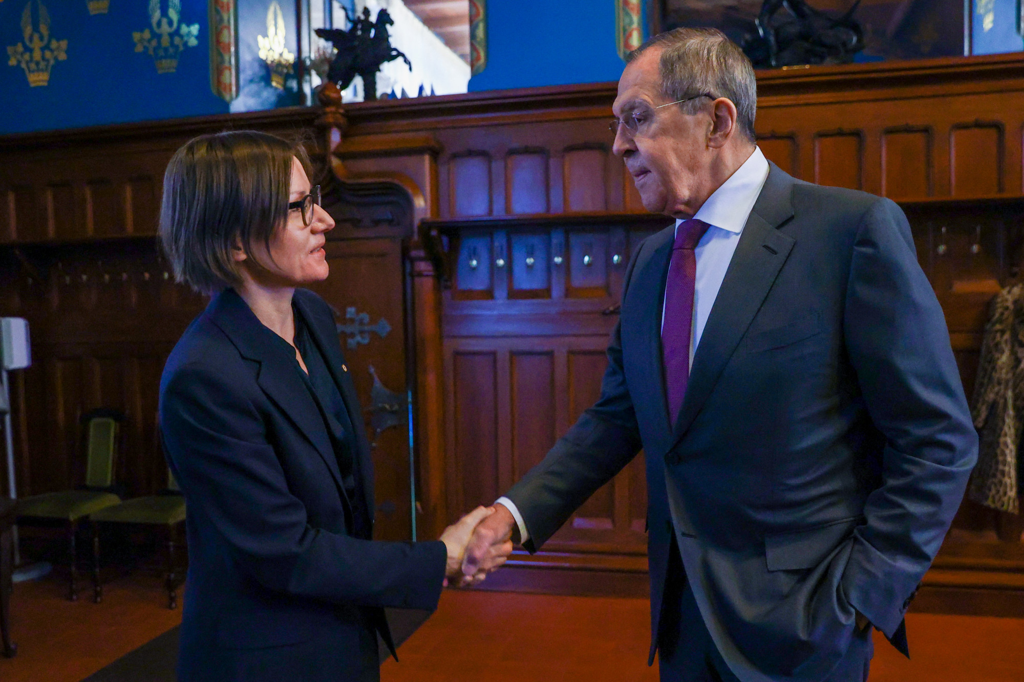 Szergej Lavrov orosz külügyminiszter 2023 januárjában találkozott Mirjana Spoljaric Eggerrel, a Nemzetközi Vöröskereszt elnökével.