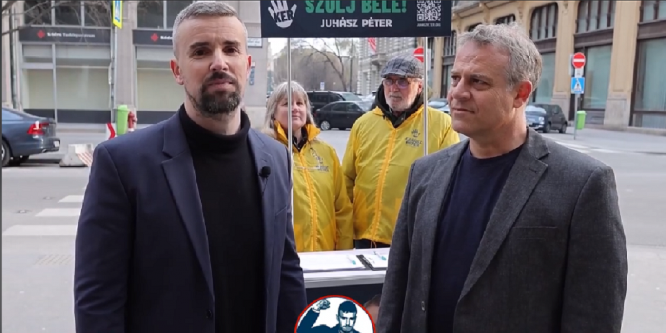 A Nép Pártján is Juhász Péter mögé állt be a Belvárosban, amit akaratlanul is vicces videóval jelentettek be