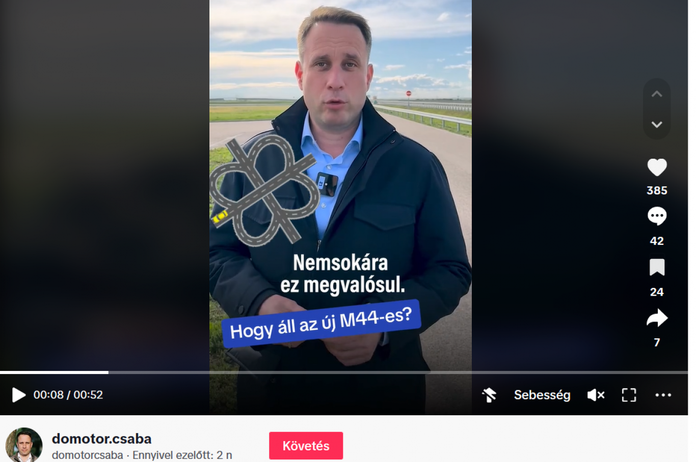 Februárban márciusra mondták a legújabb magyar sztrádaszakasz átadását, most „nemsokára” ígéri Dömötör Csaba