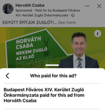 Úgy tűnik, mintha a zuglói önkormányzat fizetné Horváth Csaba kampányhirdetéseit, pedig nem