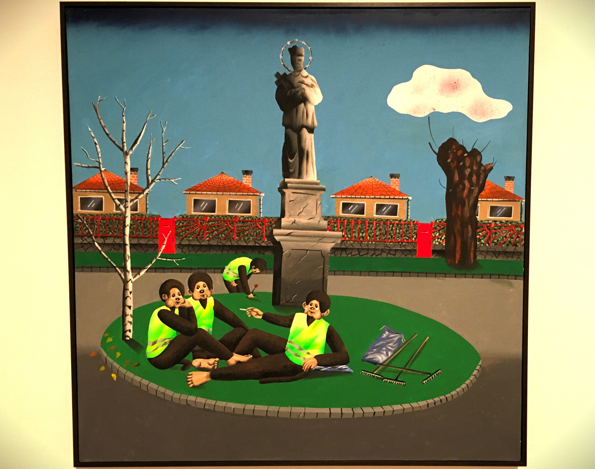 Keresztesi Botond Reggeli a szabadban (2016-17) című akril-vászon műve a Ludwig Múzeum Kis magyar kockológia tárlatán 2024. május 17-én
