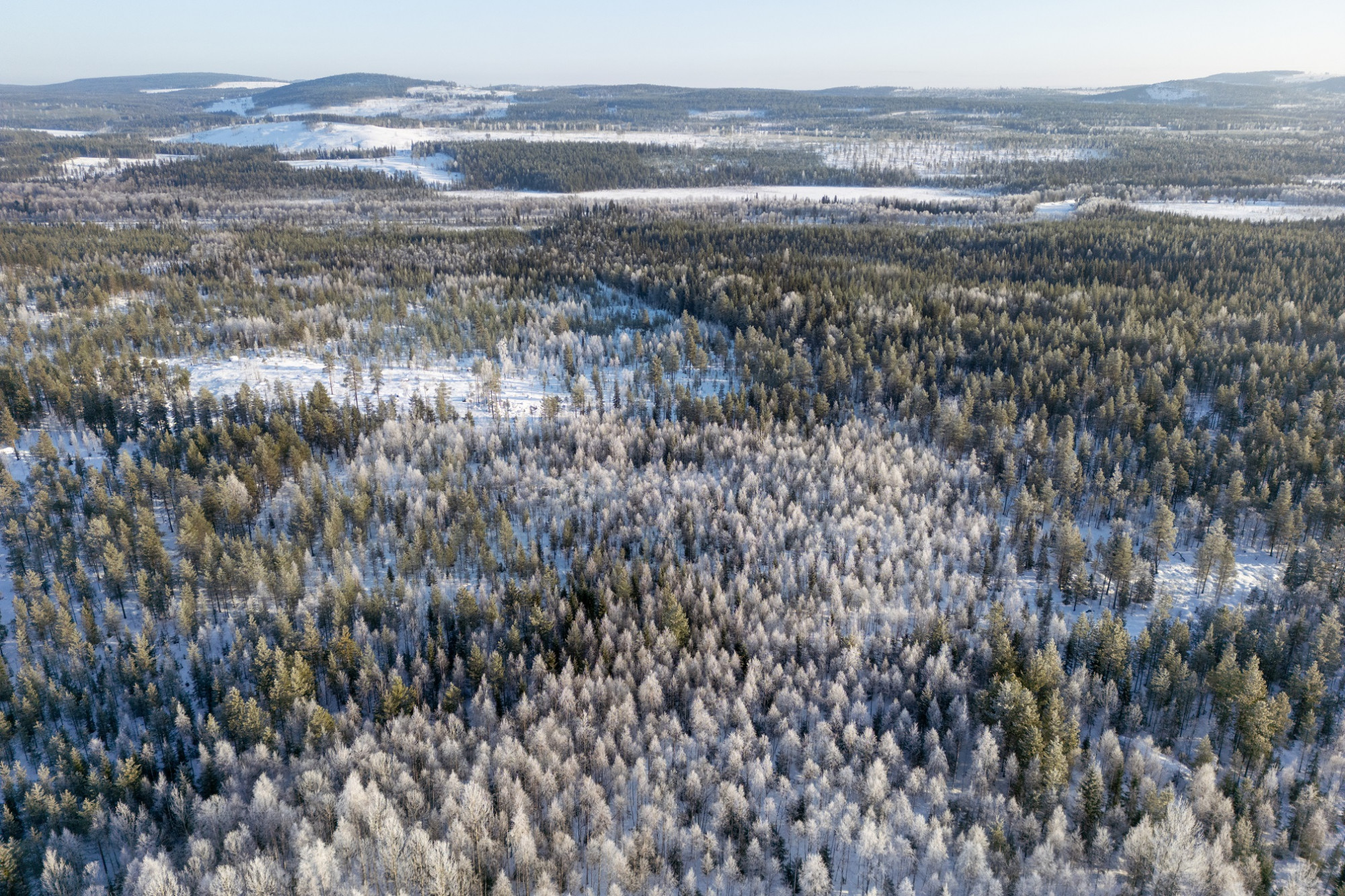 A sarkkörön túli síkság a svédországi Kiruna közelében 2024. március 6-án.