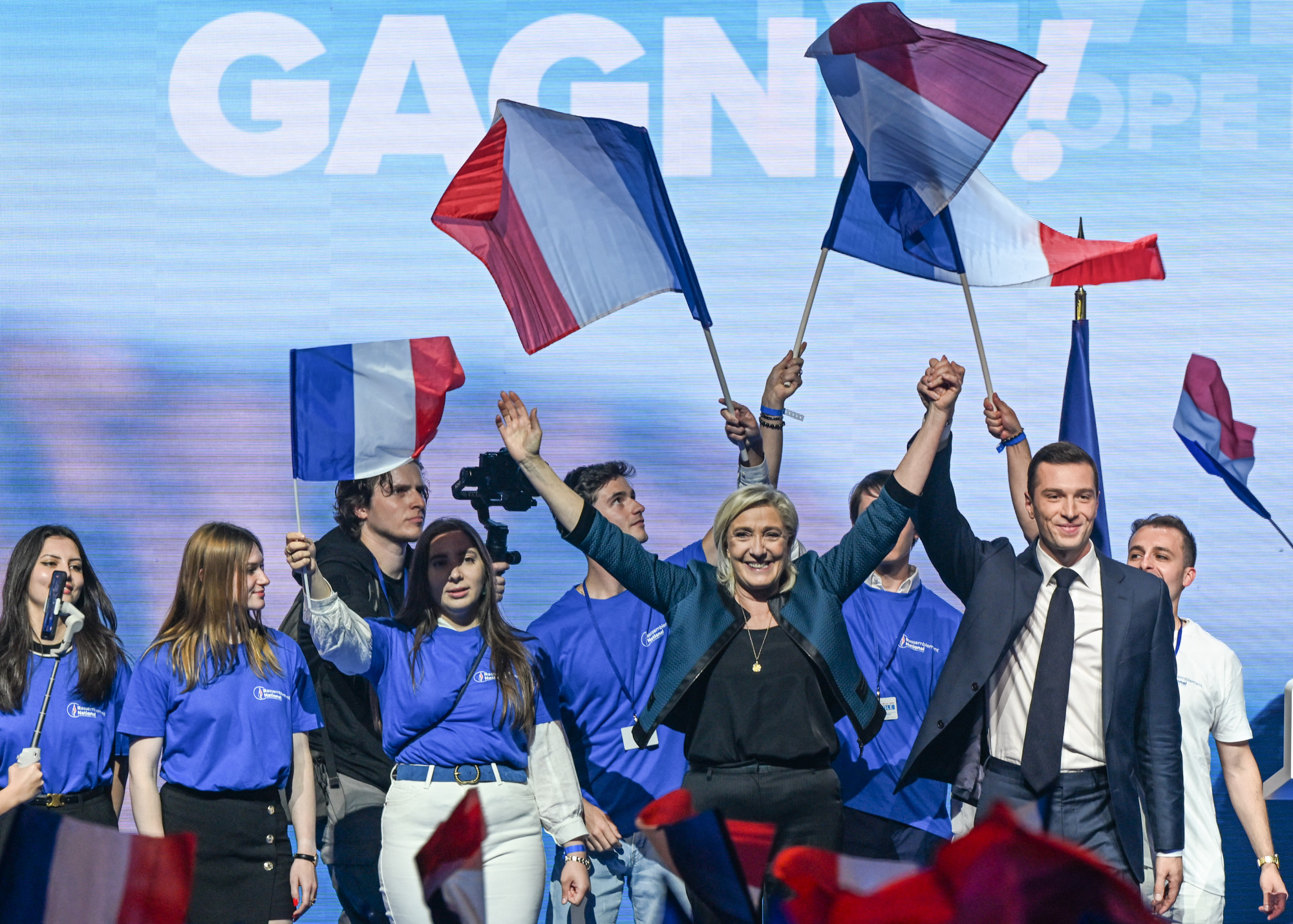 Marine Le Pen és Jordan Bardella a Nemzeti Tömörülés EP-kampányában.