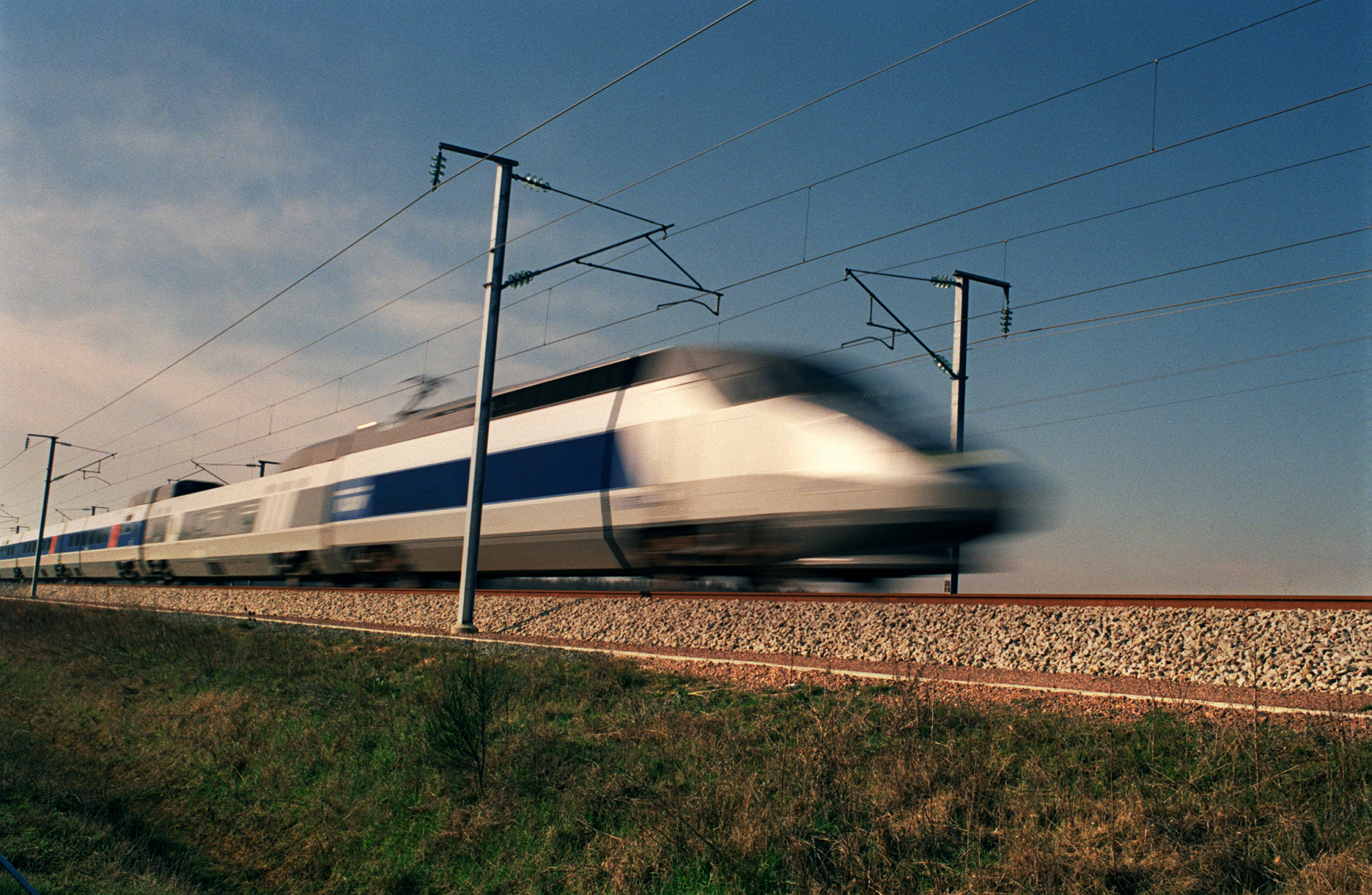 TGV tesztje Franciaországban 1990-ben az 510 kilométer per órás sebességrekord felállítása alatt