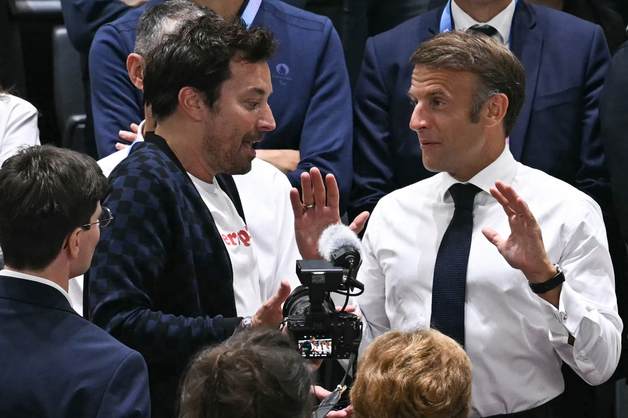 Jimmy Fallon és Emmanuel Macron