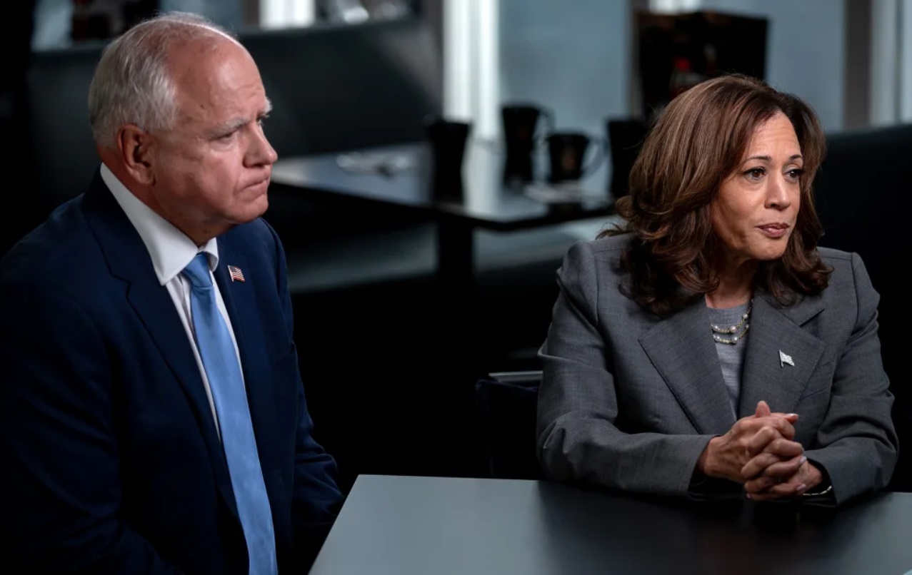 Tim Walz és Kamala Harris a CNN stúdiójában