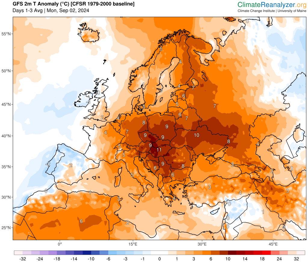 A kiugróan magas hőmérsékleti anomália szeptember első napjaiban