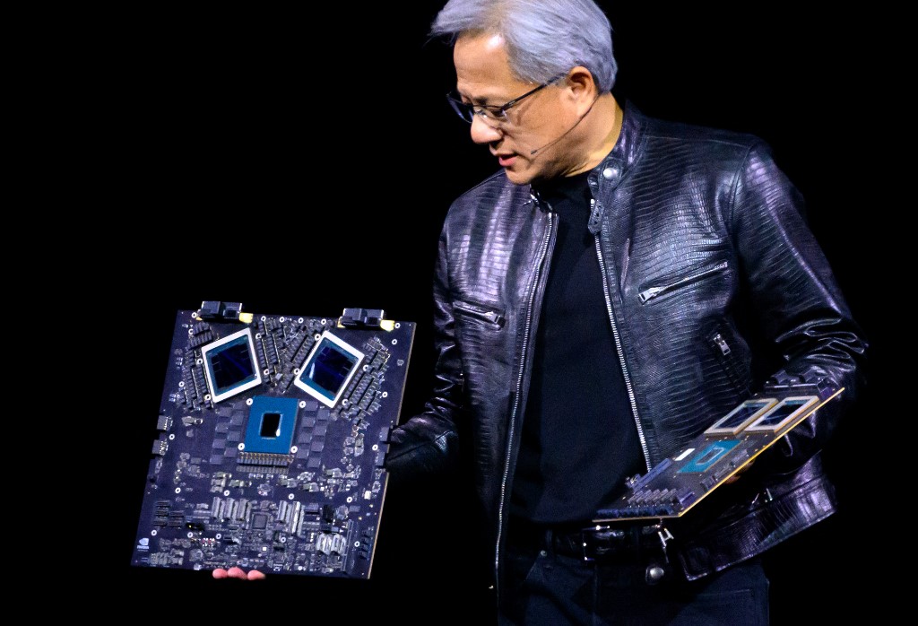 Az Nvidia vezérigazgatója, Jensen Huang egy 2024. márciusi AI-konferencián