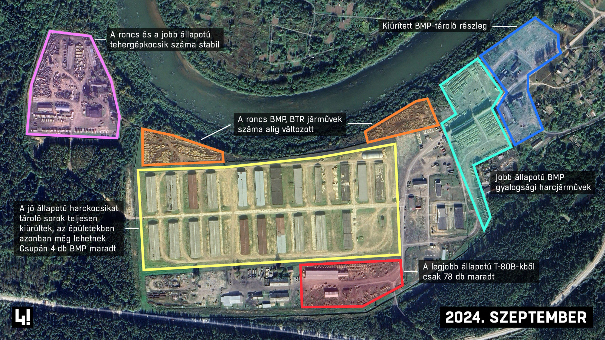 Orosz harckocsiraktár Búj mellett 2024-ben