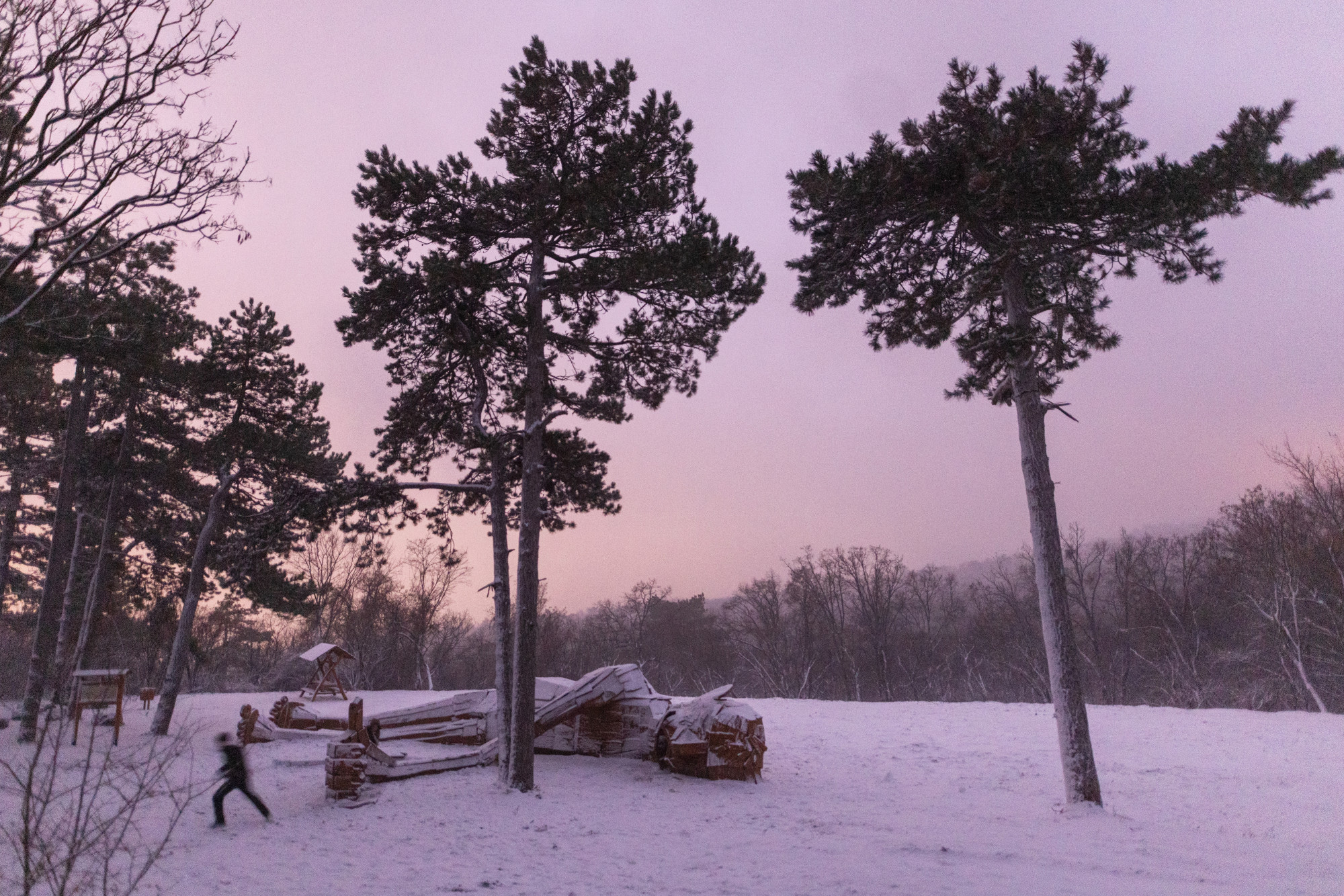 A mecseki óriás szobra a Meseerdőben, Pécs tematikus meseparkjában 2024. december 23-án