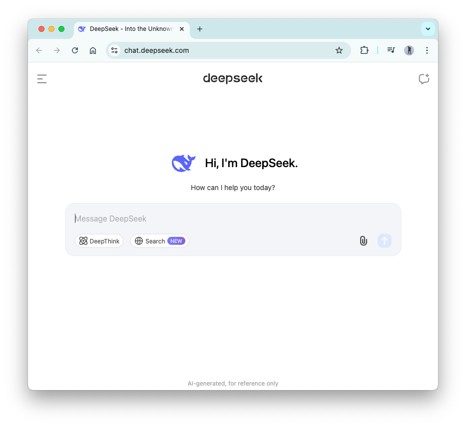 A DeepSeek új V3 chatbotjának felülete