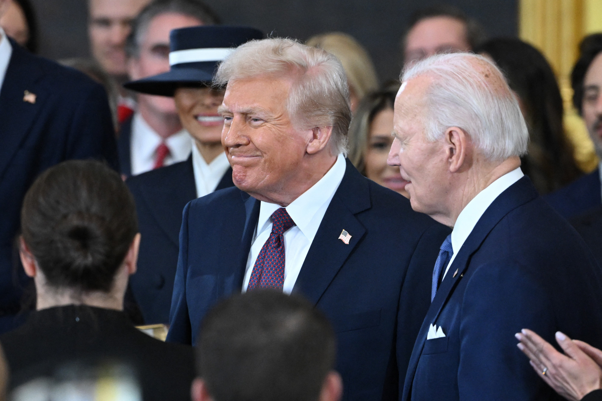 Donald Trump és Joe Biden az elnöki hivatal átadásán