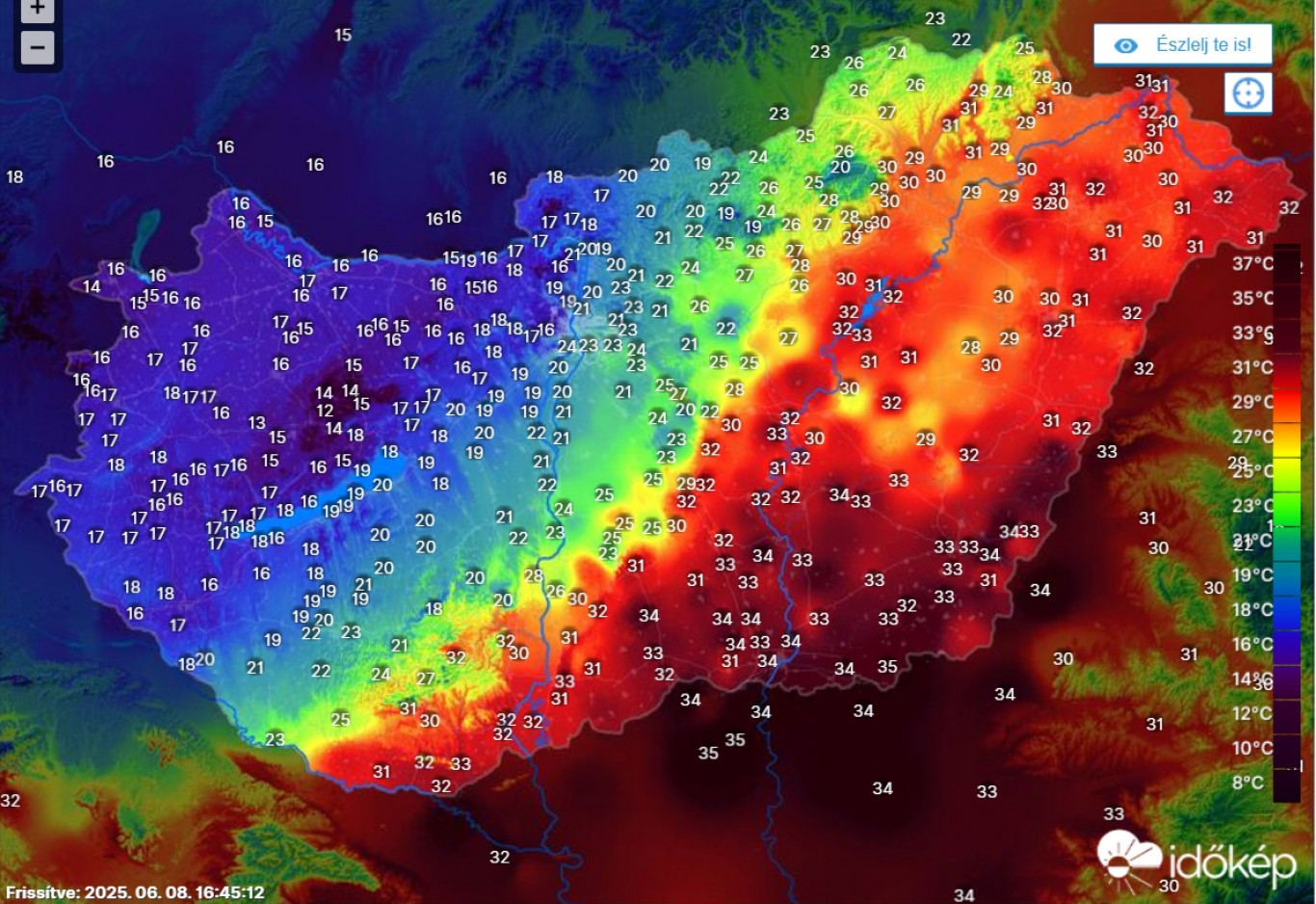 20 Celsius-fok különbség is van Magyarország északnyugati és délkeleti része között
