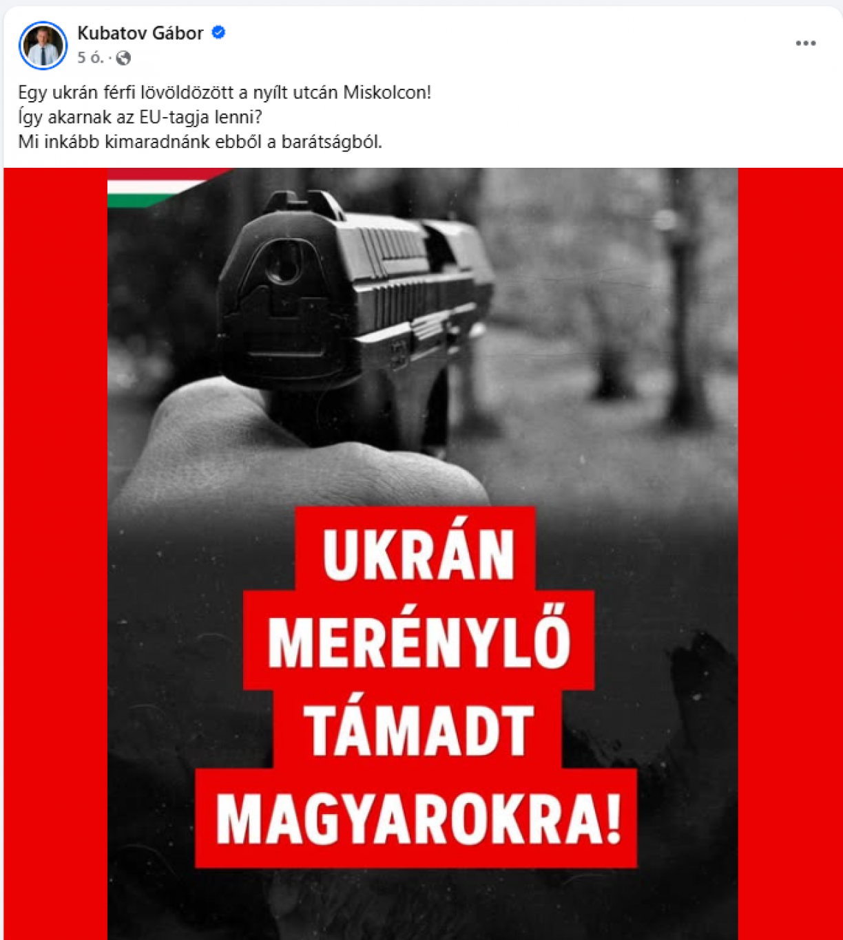Kubatov: Ukrán merénylő támadt a magyarokra! Rendőrség: Nem éppen
