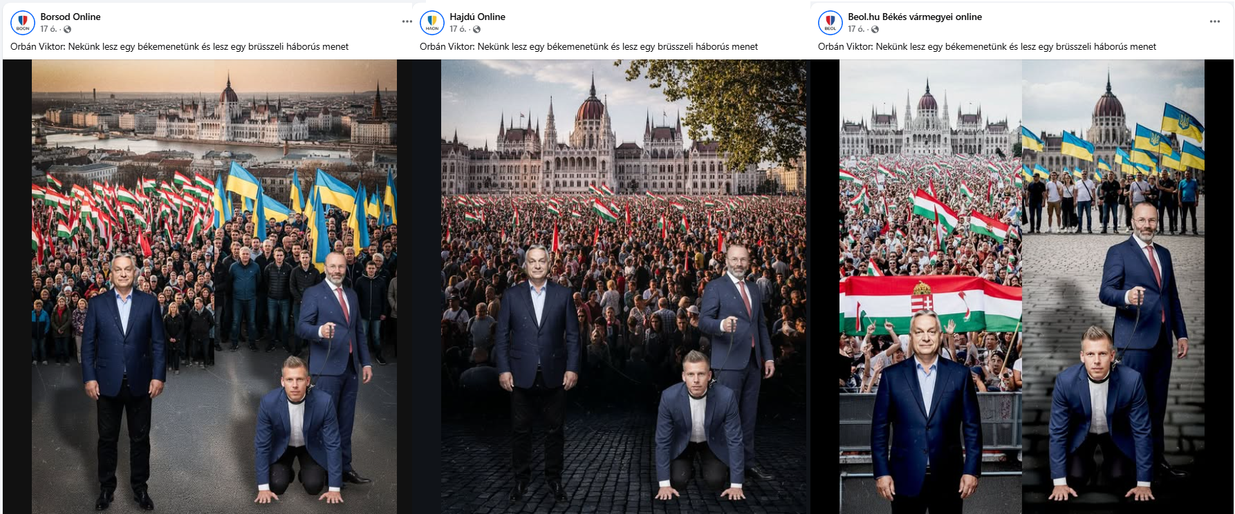 Egyszerre jelent meg a megyei lapok Facebook-oldalán a Magyar Pétert láncos kutyaként ábrázoló kép