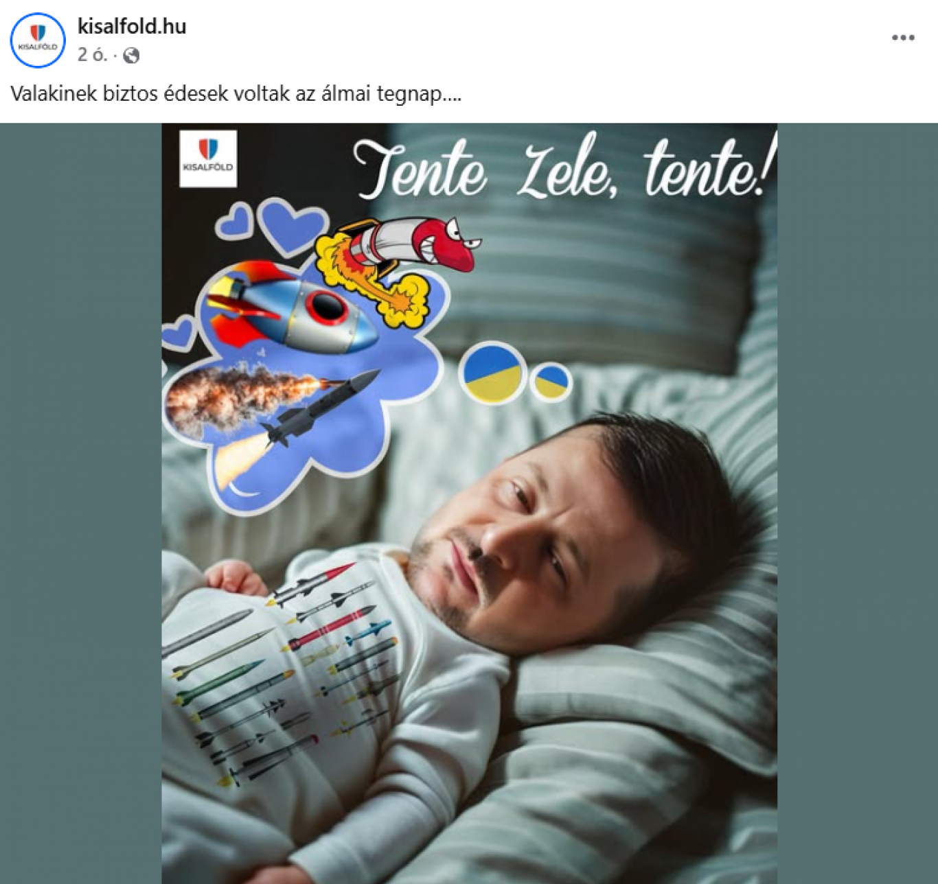 A csecsemőként ábrázolt, rakétákról álmodó Zelenszkij képével elérte eddigi mélypontját a kormánypropaganda