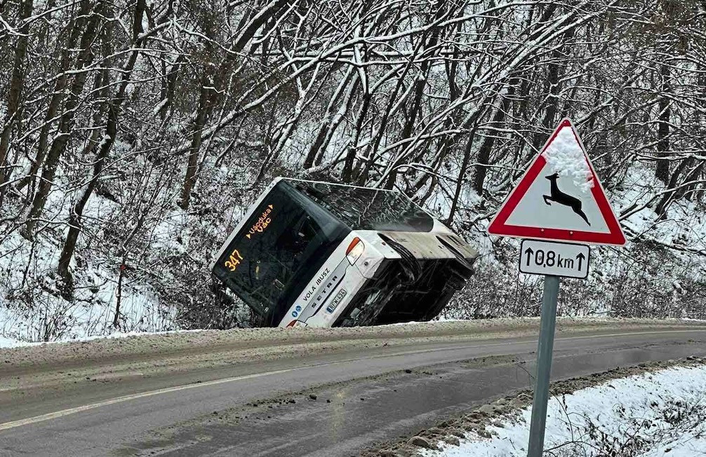Árokba dőlt egy busz Vácdukánál, dugólétrával mentették ki az utasokat