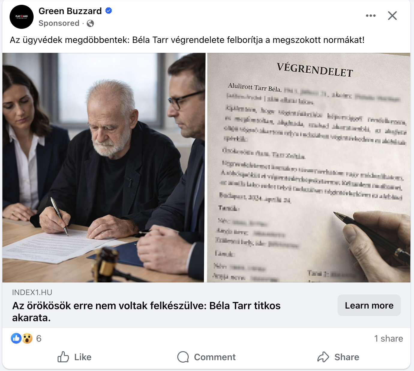 660 milliós vagyont hagyott a gyerekeire Tarr Béla egy Facebookon futó kamu reklám szerint