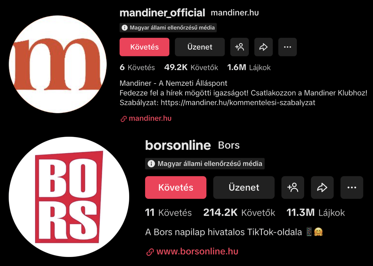 Állami ellenőrzésű médiának minősített a TikTok több magyar újságot, köztük a Mandinert, az Origót és Metropolt is