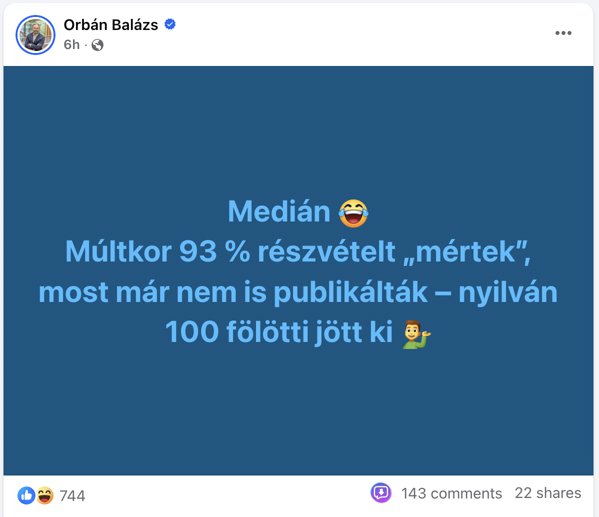 Hann Endre szerint Orbán Balázs kétségbeesését mutatja a Medián hiteltelenítését célzó röhögőfejezés