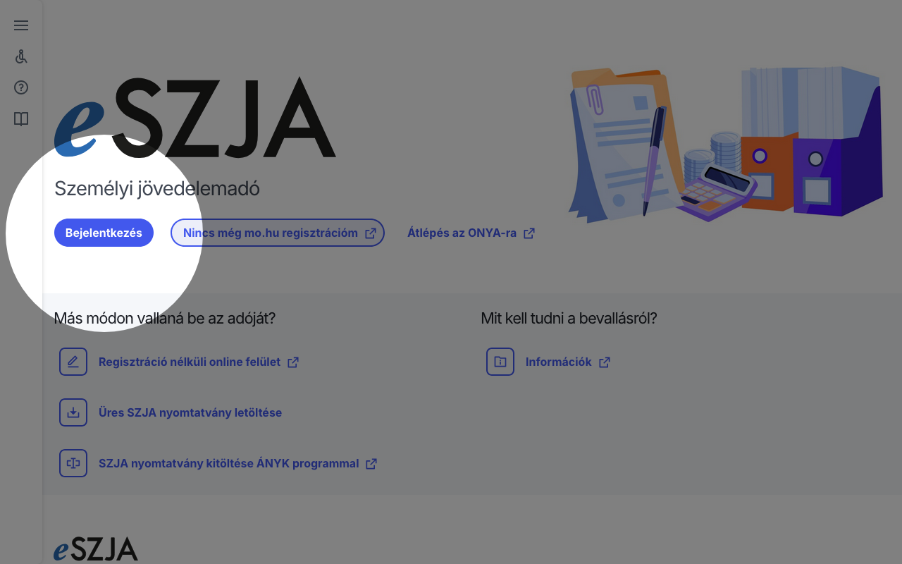 Jelentkezz be az eSZJA oldalon.