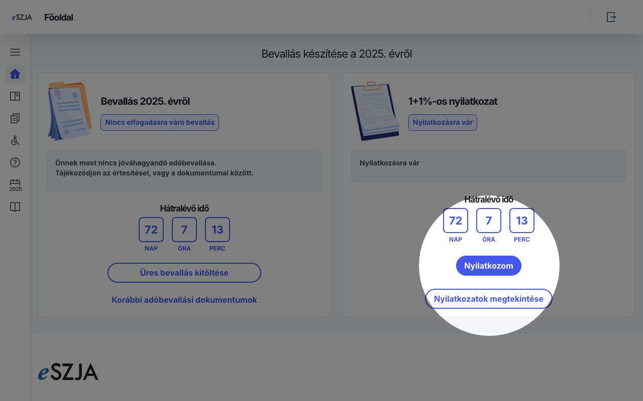 Jelentkezz be az eSZJA oldalon.