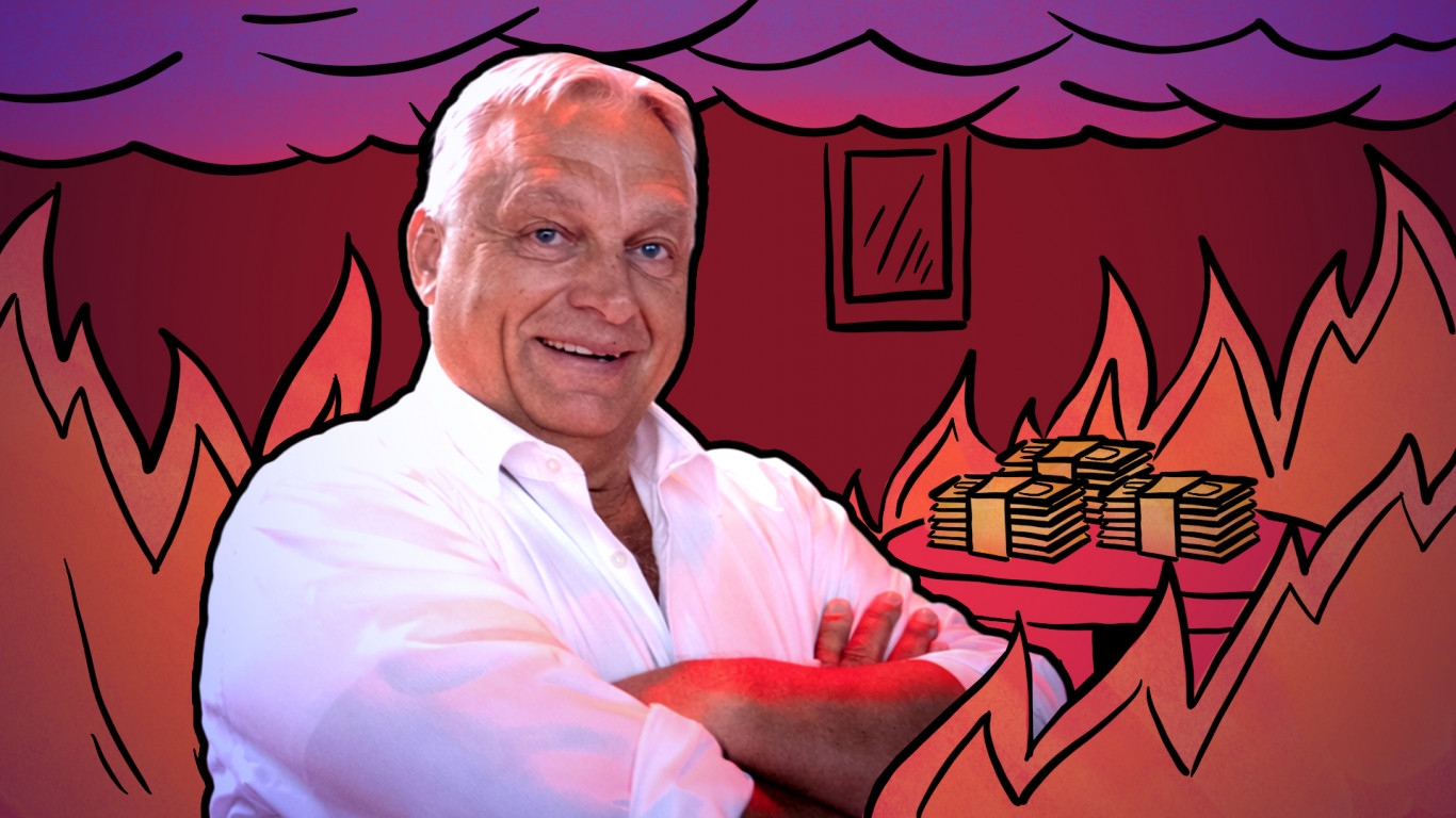 Orbán elégedetten mosolyog, pedig közben ég a ház körülötte