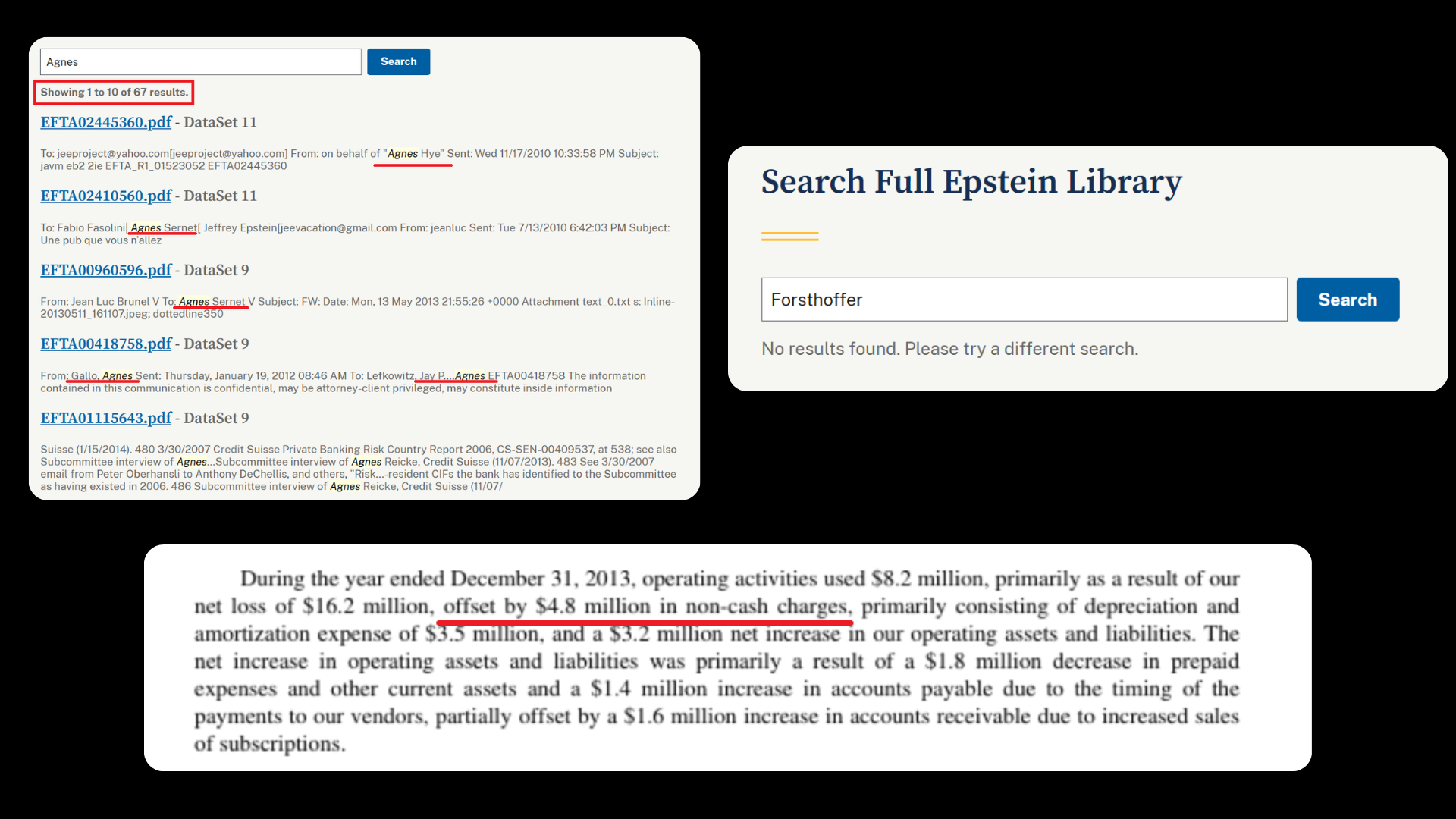 Találatok az eredeti Epstein-aktákban.