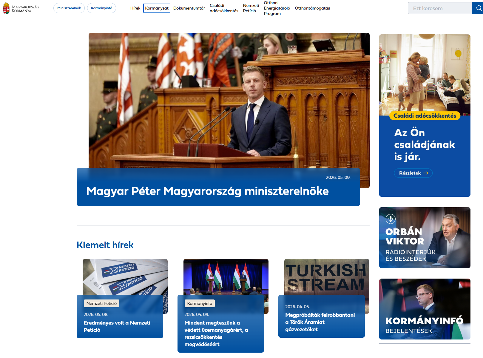 Eklektikus kormányváltás: Magyar Péter és az orbáni propaganda egyszerre virít a kormany.hu-n címlapján