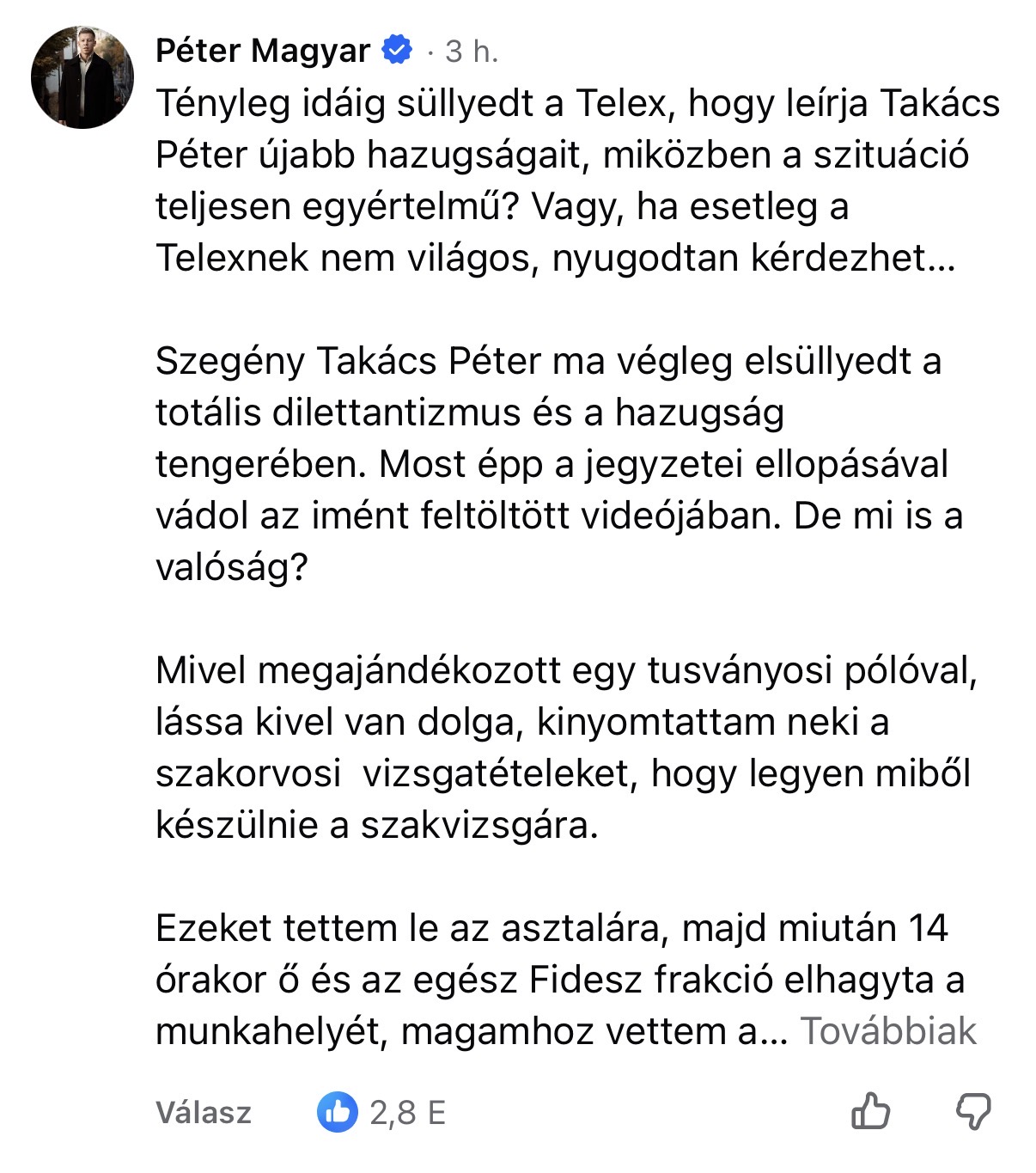 100 nap, 100 topkomment Magyar Pétertől