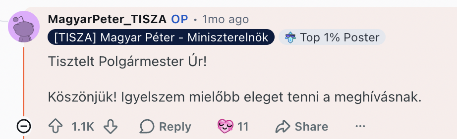 100 nap, 100 topkomment Magyar Pétertől