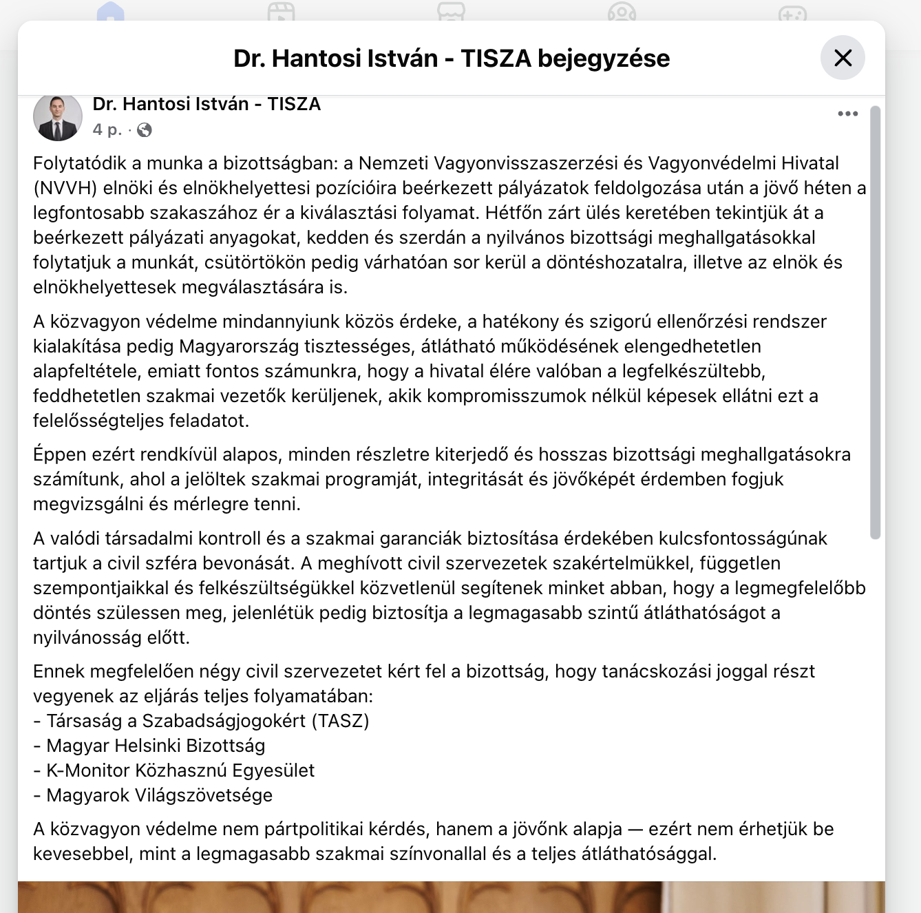 A TASZ és a K-Monitor mellett a Mi Hazánk kérésére a Magyarok Világszövetsége is segítheti a vagyonvisszaszerző hivatal felállítását