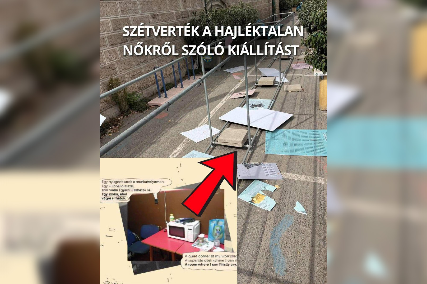 Szétverték a hajléktalan nőkről szóló kiállítást a rakparton