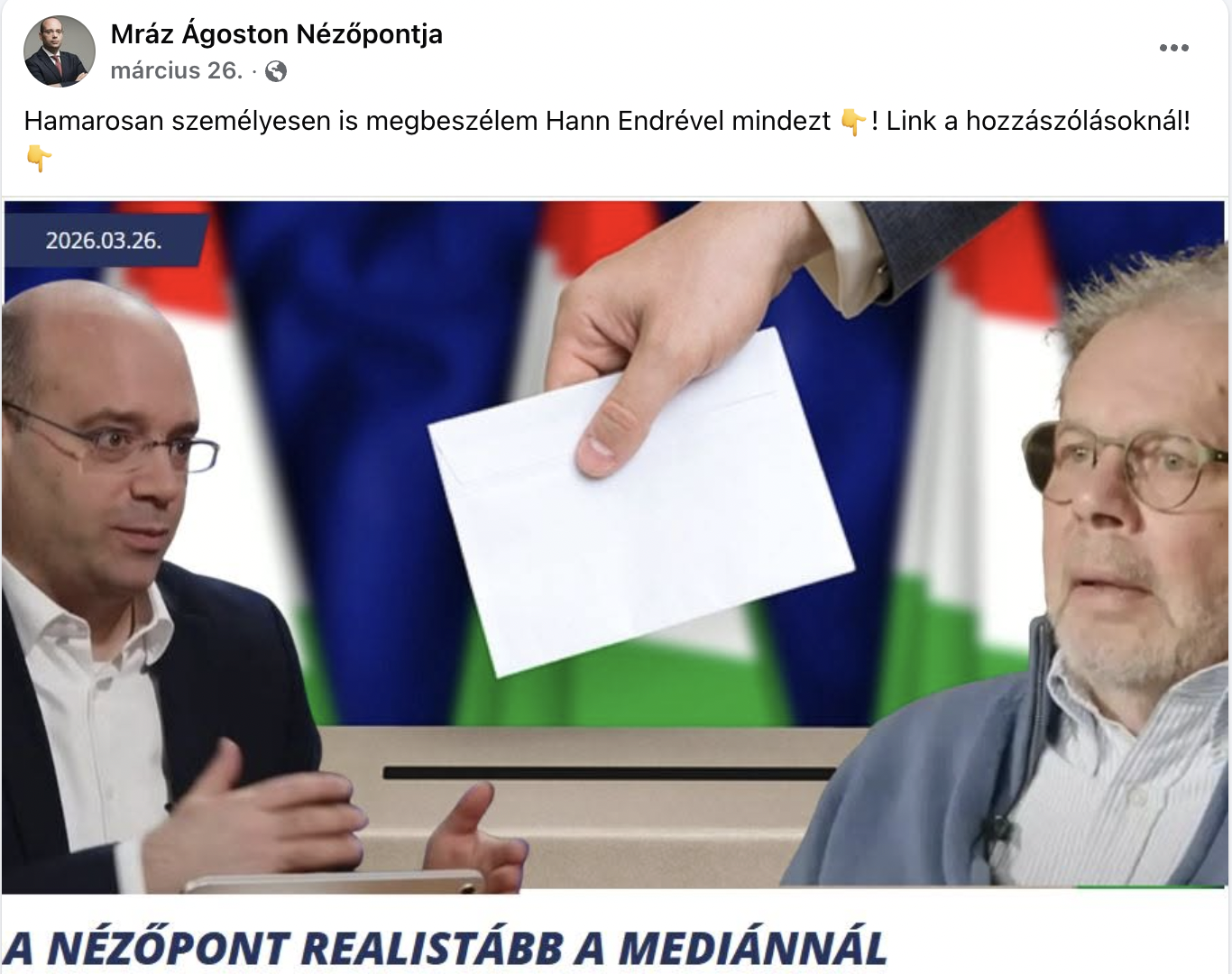 Hann Endre gyorsan reagált Mráz Ágoston interjújára, szerinte a nézőpontos nyilvánosan elismerte, hogy hazudott a kampányban