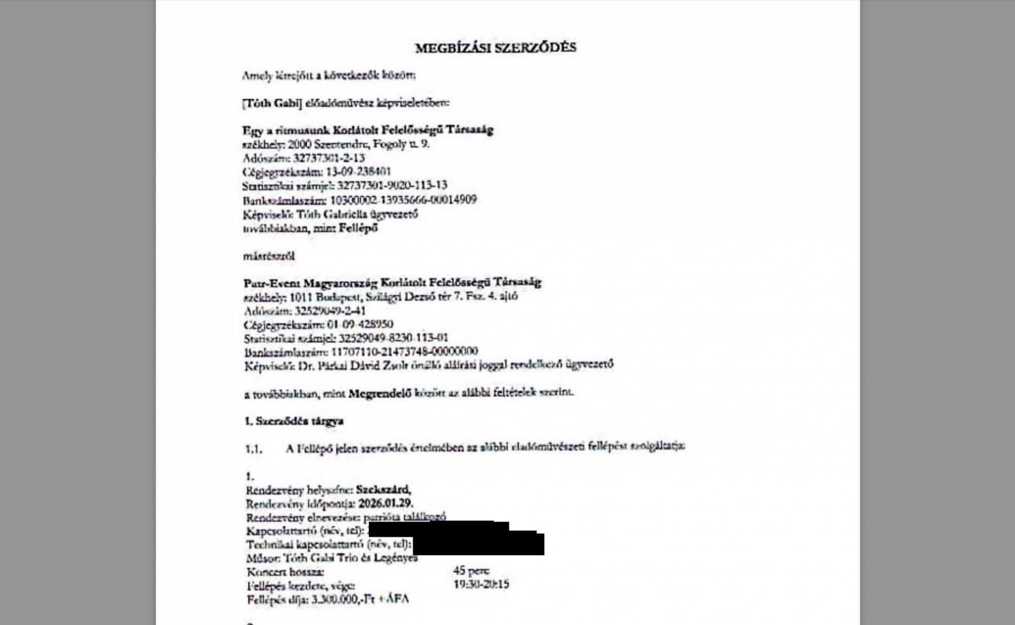 Tóth Gabi cégét NKA-s pénzből szerződtették egy március 14-ei ünnepi megemlékezésre a Wass Albert térre, ahol épp Radics Béla is kampányolt